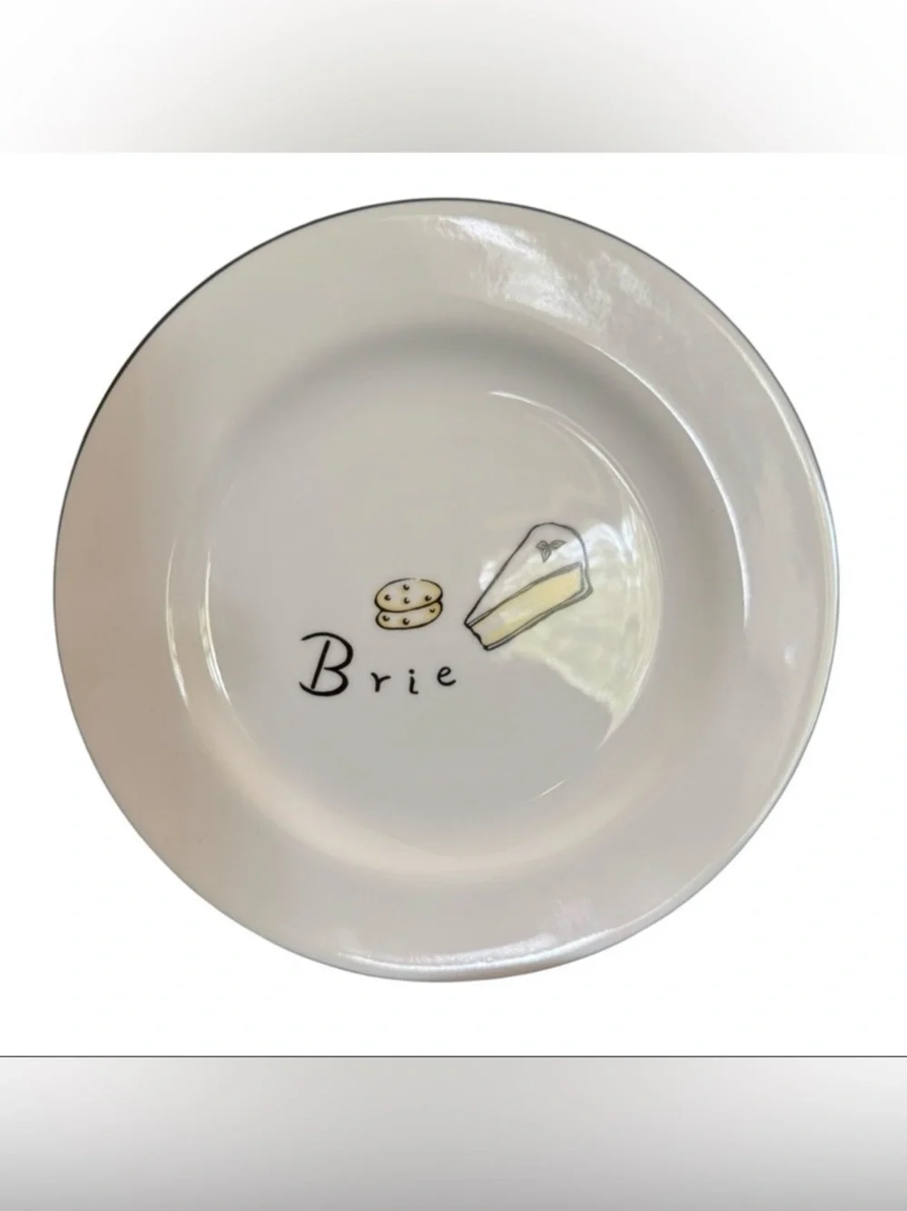 Pottery Barn 8”Cheese Plates Set of 3 Brie Gouda Stilton Appetizer Dessert
